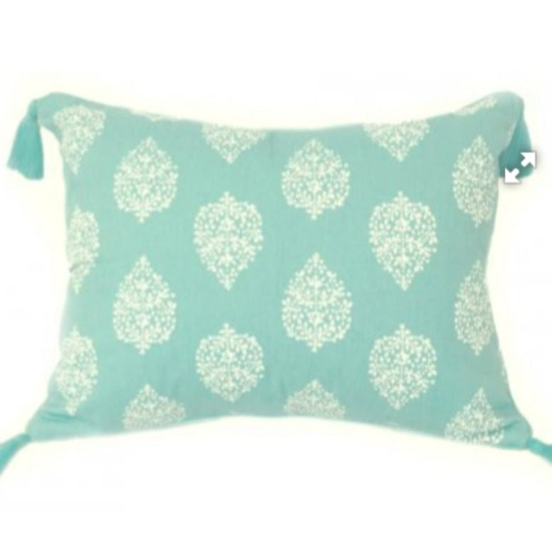 Lumbar cushion- Paisley Leaf Sea Green