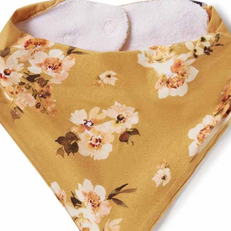 Baby bib - Autumn flower bandana bib - organic